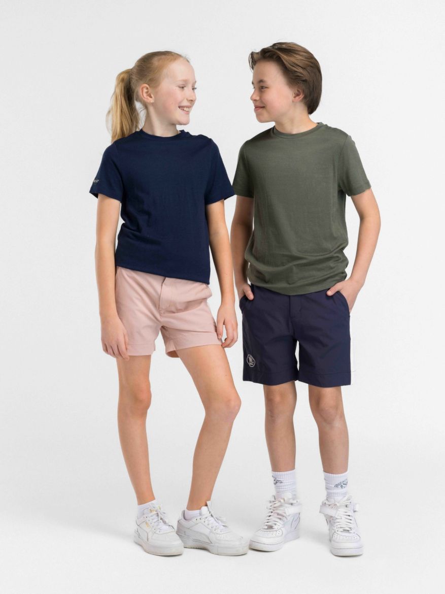 Bilde av WoolLand Skorve merino T shirt kids Blue Ink